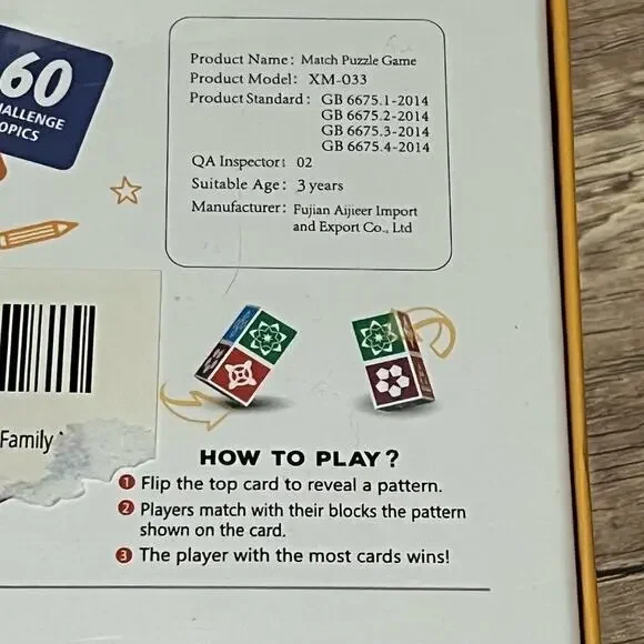 Match Puzzle Game Matching for Kids and Family Night Age 3+ Christmas Gift Baby - Picture 3 of 7